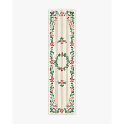 Lydia Garland Cream Multicolour Flatwoven Rug - 75 x 305 cm - Rug + Pad System