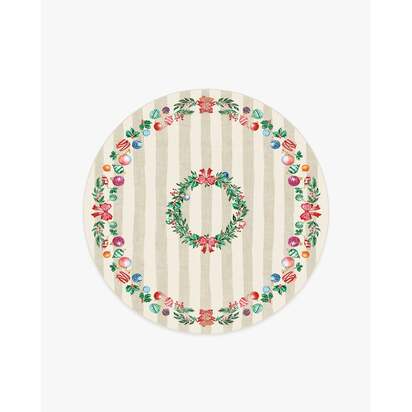 Lydia Garland Cream Multicolour Flatwoven Rug - 185 Round cm - Rug + Cushioned Pad System