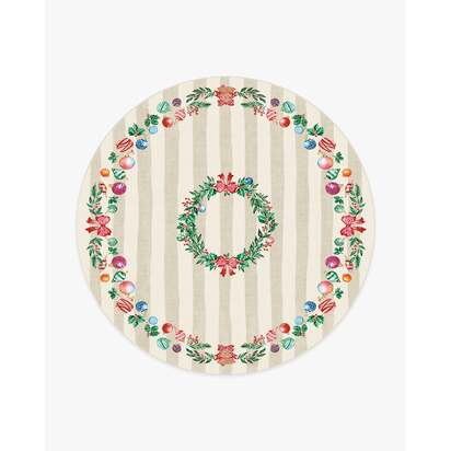 Lydia Garland Cream Multicolour Flatwoven Rug - 245 Round cm - Rug + Cushioned Pad System