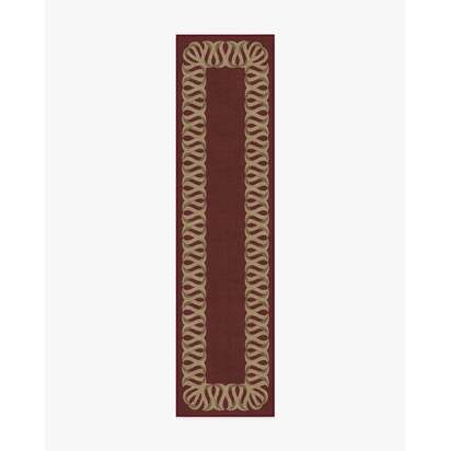 Ribbon Border Red & Natural Rug - 75 x 305 cm - All-In-One Rug