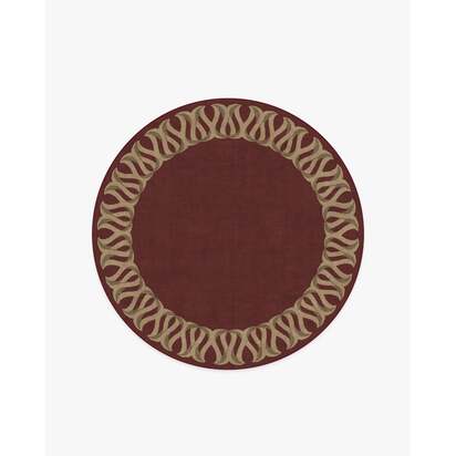 Ribbon Border Red & Natural Rug - 185 Round cm - All-In-One Rug