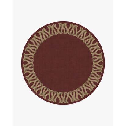 Ribbon Border Red & Natural Rug - 245 Round cm - All-In-One Rug