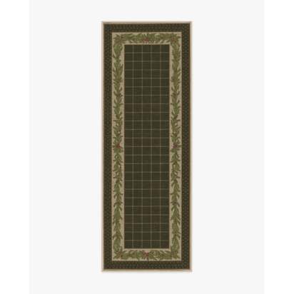 Pine Border Dark Olive Rug - 75 x 215 cm - All-In-One Rug