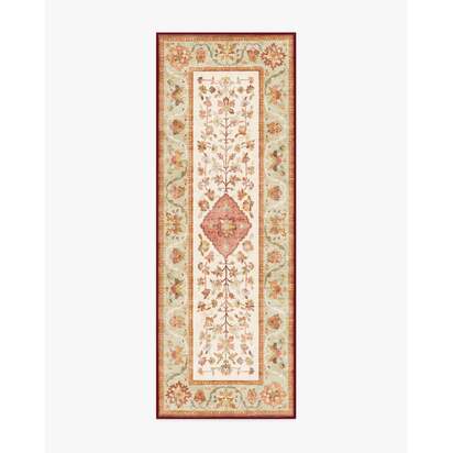 Mina Warm Cream & Rust Flatwoven Rug - 75 x 215 cm - Rug + Pad System
