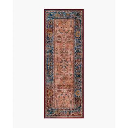 Yara Navy & Bronze Flatwoven Rug - 75 x 215 cm - Rug + Cushioned Pad System