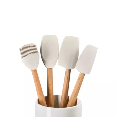 Le Creuset Stoneware Utensil Jar & Tool Set, Meringue Meringue