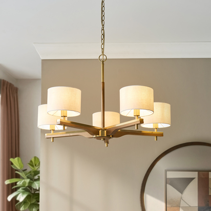 Portofino 5 Pendant Light Brushed Aged Brass