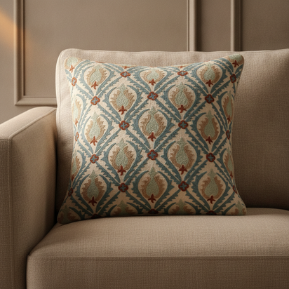OKA | Cornelia Cushion Cover - Dirty Orange/Blue | Cushion Cover
