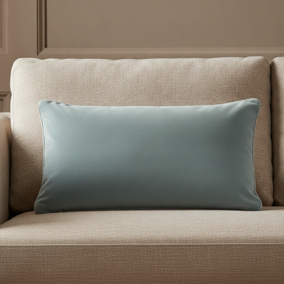 OKA | Plain Velvet Rectangular Cushion Cover - Gainsborough Blue | Cushion Cover