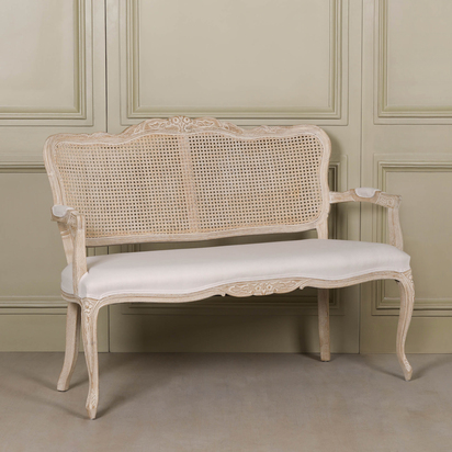 Wooden Louis Upholstered 2 Seater Settee