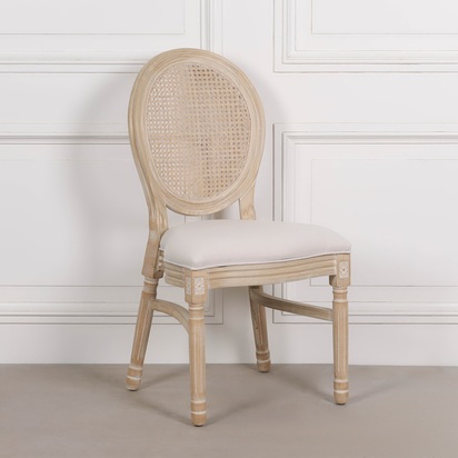 Light Wooden Louis Upholstered Dining Chair