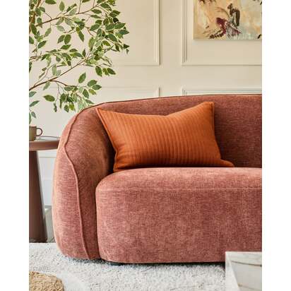 Sloane Rust Medium Cushion | Quilted Stripes | Rectangular Shape 40cmx60cm | Natural Feather Filling | No Escape Feather Technology | Danetti