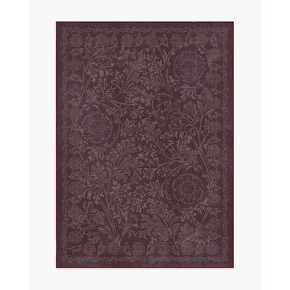 Chamomile Burgundy Flatwoven Rug by Morris & Co. - 150 x 215 cm - Rug + Cushioned Pad System
