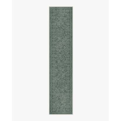 Chamomile Teal Green Flatwoven Rug by Morris & Co. - 75 x 365 cm - Rug + Pad System