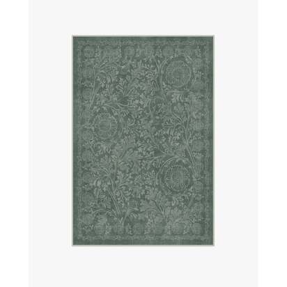 Chamomile Teal Green Flatwoven Rug by Morris & Co. - 120 x 185 cm - Rug + Pad System