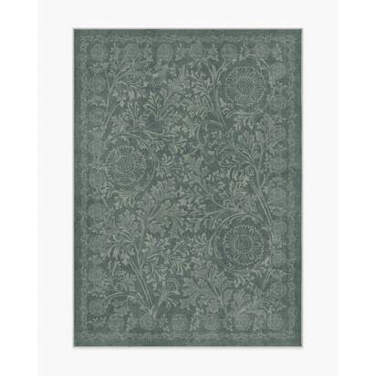 Chamomile Teal Green Flatwoven Rug by Morris & Co. - 150 x 215 cm - Rug + Pad System