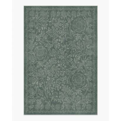 Chamomile Teal Green Flatwoven Rug by Morris & Co. - 185 x 275 cm - Rug + Pad System