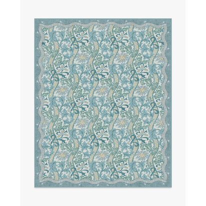 Cornflower Slate Blue Flatwoven Rug by Morris & Co. - 245 x 305 cm - Rug + Pad System