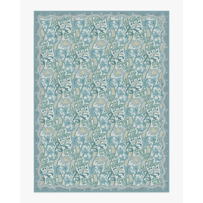 Cornflower Slate Blue Flatwoven Rug by Morris & Co. - 275 x 365 cm - Rug + Pad System