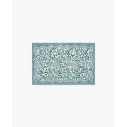 Cornflower Slate Blue Flatwoven Rug by Morris & Co. - 60 x 90 cm - Rug + Cushioned Pad System