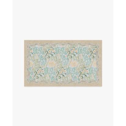 Cornflower Yellow & Sage Flatwoven Rug by Morris & Co. - 90 x 150 cm - Rug + Pad System