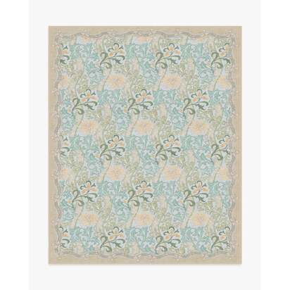 Cornflower Yellow & Sage Flatwoven Rug by Morris & Co. - 245 x 305 cm - Rug + Pad System
