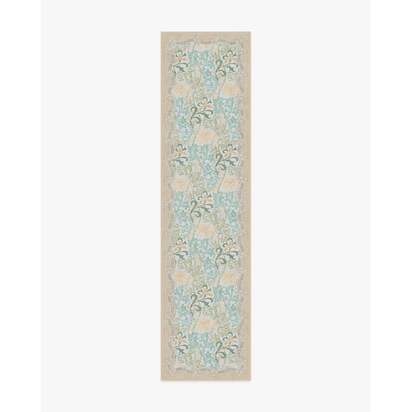Cornflower Yellow & Sage Flatwoven Rug by Morris & Co. - 75 x 305 cm - Rug + Cushioned Pad System