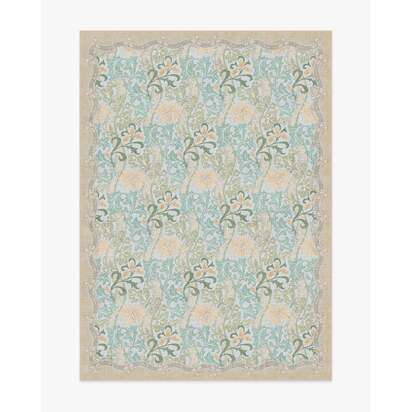 Cornflower Yellow & Sage Flatwoven Rug by Morris & Co. - 150 x 215 cm - Rug + Cushioned Pad System