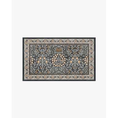 Daisy & Oak Charcoal Flatwoven Rug by Morris & Co. - 90 x 150 cm - Rug + Pad System