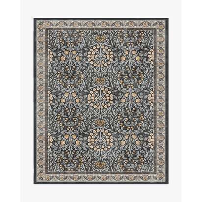 Daisy & Oak Charcoal Flatwoven Rug by Morris & Co. - 245 x 305 cm - Rug + Pad System