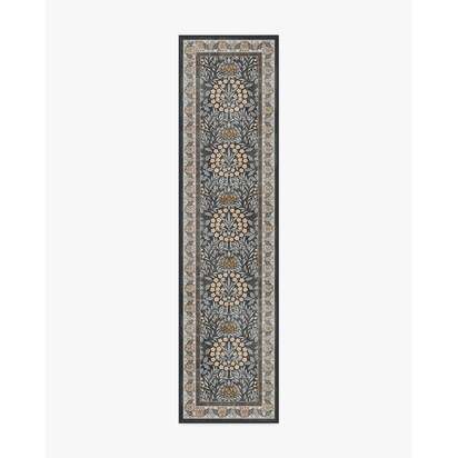 Daisy & Oak Charcoal Flatwoven Rug by Morris & Co. - 75 x 305 cm - Rug + Cushioned Pad System