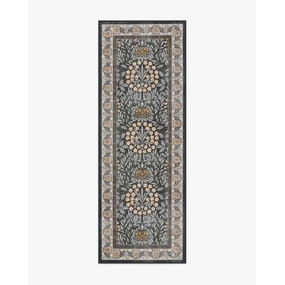 Daisy & Oak Charcoal Flatwoven Rug by Morris & Co. - 120 x 185 cm - Rug + Cushioned Pad System