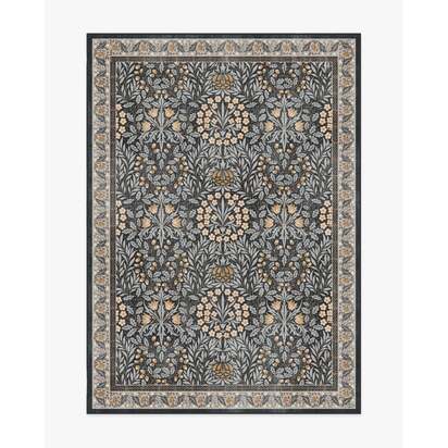 Daisy & Oak Charcoal Flatwoven Rug by Morris & Co. - 150 x 215 cm - Rug + Cushioned Pad System