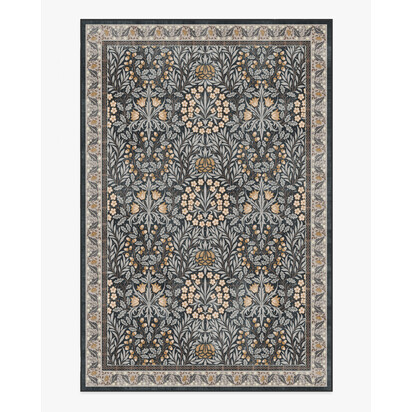 Daisy & Oak Charcoal Flatwoven Rug by Morris & Co. - 185 x 275 cm - Rug + Cushioned Pad System
