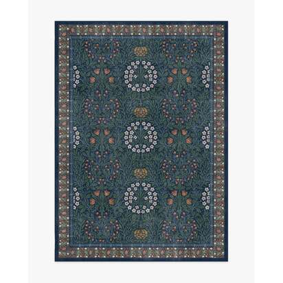 Daisy & Oak Indigo Flatwoven Rug by Morris & Co. - 150 x 215 cm - Rug + Pad System