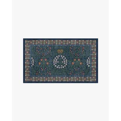 Daisy & Oak Indigo Flatwoven Rug by Morris & Co. - 90 x 150 cm - Rug + Cushioned Pad System