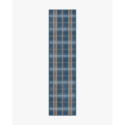 Hanover Check Navy Rug by Morris & Co. - 75 x 305 cm - All-In-One Rug