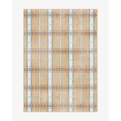 Hanover Check Natural Flatwoven Rug by Morris & Co. - 150 x 215 cm - Rug + Pad System