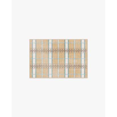 Hanover Check Natural Flatwoven Rug by Morris & Co. - 60 x 90 cm - Rug + Cushioned Pad System
