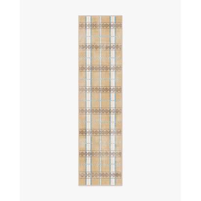 Hanover Check Natural Flatwoven Rug by Morris & Co. - 75 x 305 cm - Rug + Cushioned Pad System