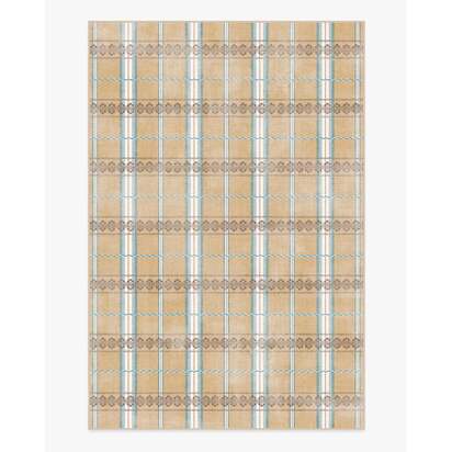 Hanover Check Natural Flatwoven Rug by Morris & Co. - 185 x 275 cm - Rug + Cushioned Pad System