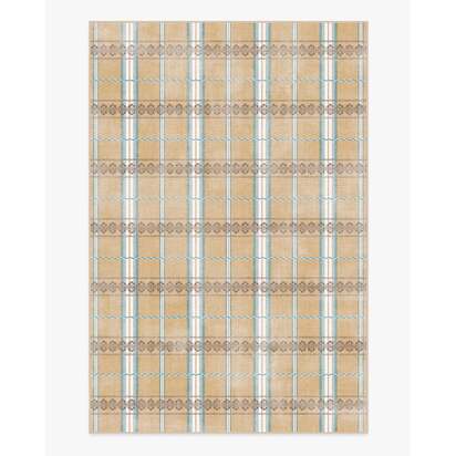 Hanover Check Natural Flatwoven Rug by Morris & Co. - 200 x 290 cm - Rug + Cushioned Pad System