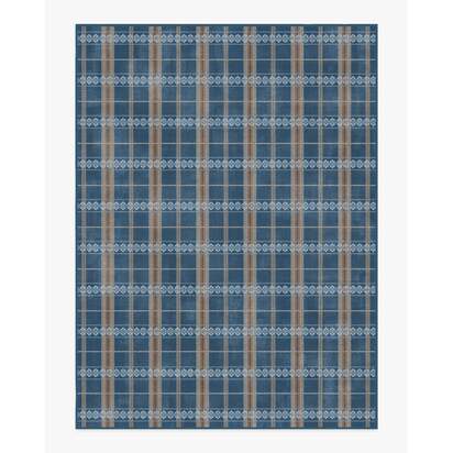 Hanover Check Navy Flatwoven Rug by Morris & Co. - 275 x 365 cm - Rug + Pad System