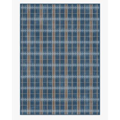 Hanover Check Navy Flatwoven Rug by Morris & Co. - 305 x 425 cm - Rug + Pad System