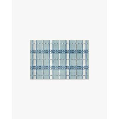 Hanover Check Teal Flatwoven Rug by Morris & Co. - 60 x 90 cm - Rug + Pad System