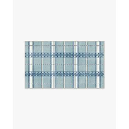 Hanover Check Teal Flatwoven Rug by Morris & Co. - 90 x 150 cm - Rug + Pad System