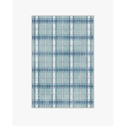 Hanover Check Teal Flatwoven Rug by Morris & Co. - 120 x 185 cm - Rug + Pad System