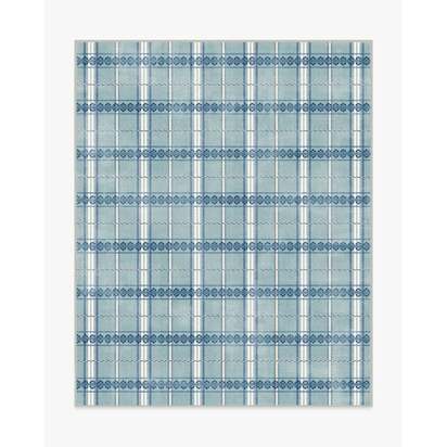 Hanover Check Teal Flatwoven Rug by Morris & Co. - 245 x 305 cm - Rug + Pad System
