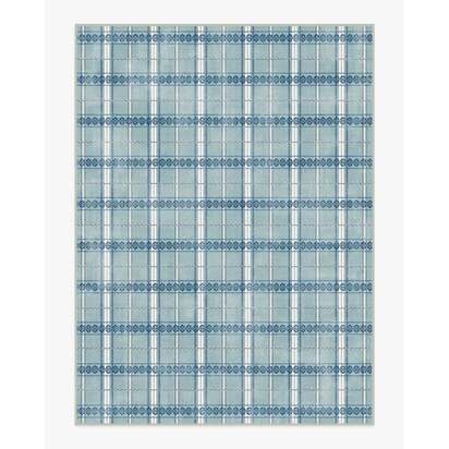 Hanover Check Teal Flatwoven Rug by Morris & Co. - 275 x 365 cm - Rug + Pad System