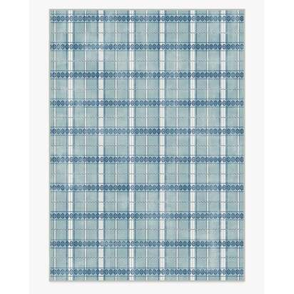 Hanover Check Teal Flatwoven Rug by Morris & Co. - 305 x 425 cm - Rug + Pad System